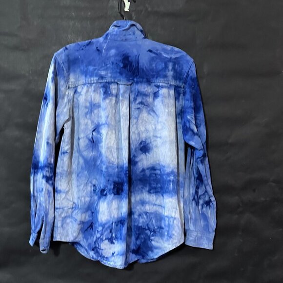Anchor Blue Vintage Denim Shacket Shirt Tie Dye Dyed Blue Size Small Retro EUC - Picture 3 of 5